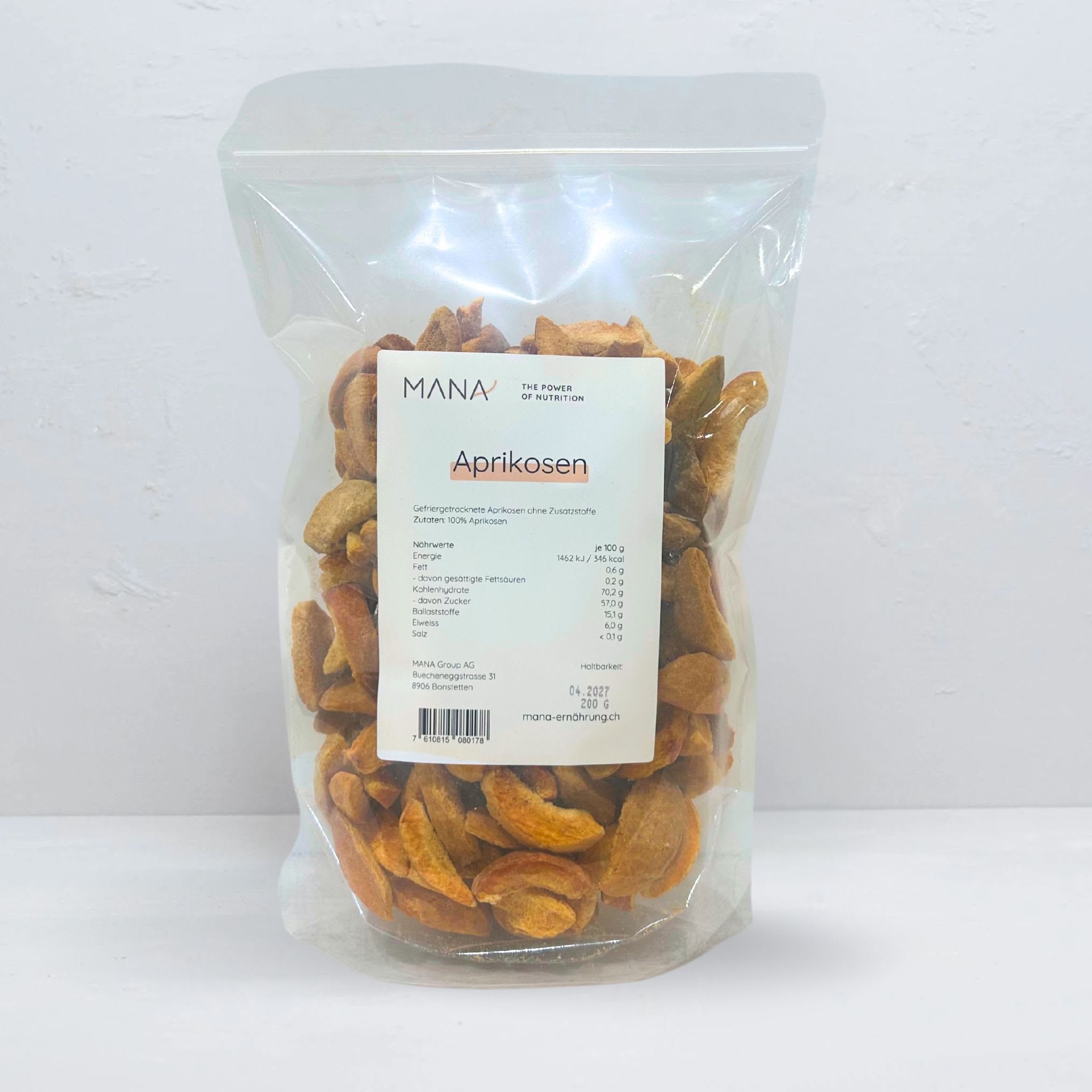 gefriergetrocknete Aprikosen im Beutel